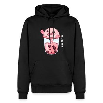 Blobfish Boba Bubble Milk Tea - Men’s Premium Organic Hoodie - black - Front - Nico (187cm)
