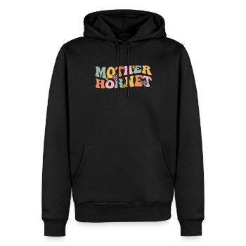 Groovy apiculteur abeille mère - Sweat à capuche Premium bio Homme - noir - Devant - Nico (187cm)