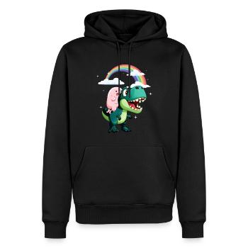 Poisson blob kawaii Trex Tyrannosaurus Rex - Sweat à capuche Premium bio Homme - noir - Devant - Nico (187cm)