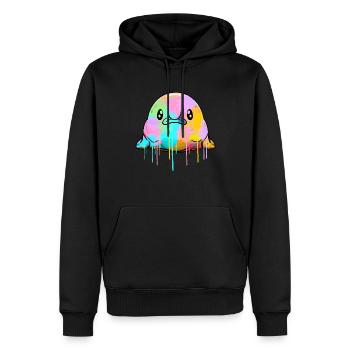 Kawaii Blobfish dégoulinant de peinture - Sweat à capuche Premium bio Homme - noir - Devant - Nico (187cm)