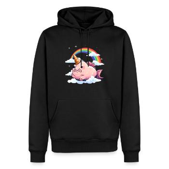 Kawaii Blobfisch Einhorn Regenbogen - Männer Premium Bio Hoodie - Schwarz - Vorne - Nico (187cm)