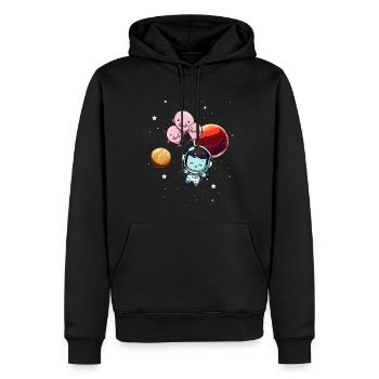 Blobfish Weltraum Astronaut Planeten - Männer Premium Bio Hoodie - Schwarz - Vorne - Nico (187cm)