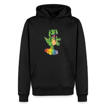 Dinosaure Drôle Arc-en-Ciel Pet - Sweat à capuche Premium bio Homme - noir - Devant - Nico (187cm)