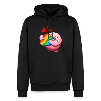 Blobfisch LGBTQ-Stolz Regenbogen - Männer Premium Bio Hoodie - Schwarz - Vorne - Nico (187cm)