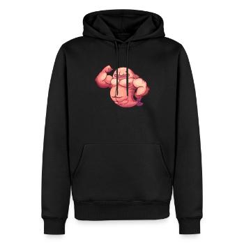 Lustiger Fitness-Studio-Workout Blobfisch - Männer Premium Bio Hoodie - Schwarz - Vorne - Nico (187cm)