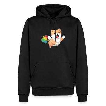 Papillon Funny Rainbow Fart - Men’s Premium Organic Hoodie - black - Front - Nico (187cm)