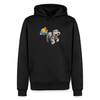 Irischer Wolfshund Regenbogen Regenbogenfurz - Männer Premium Bio Hoodie - Schwarz - Vorne - Nico (187cm)