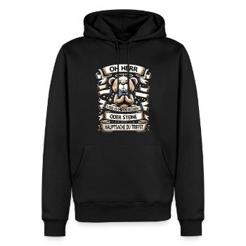 Teddy Bär Mit Lustigem Spruch Hirn Regnen Design - Männer Premium Bio Hoodie - Schwarz - Vorne - Nico (187cm)