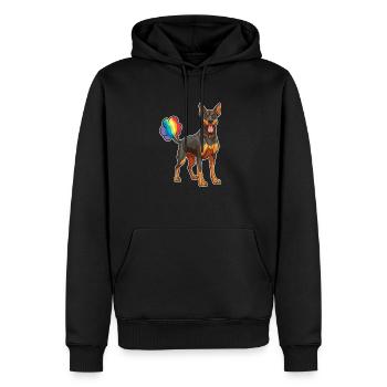 Doberman Cute Rainbow Fart - Men’s Premium Organic Hoodie - black - Front - Nico (187cm)