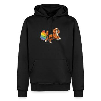 Cocker Spaniel Rainbow Rainbow Fart - Men’s Premium Organic Hoodie - black - Front - Nico (187cm)