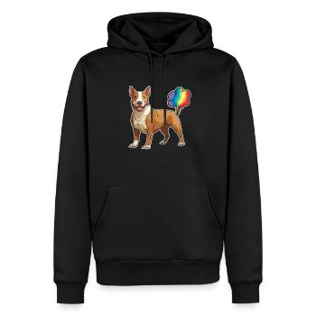 Bull Terrier Cute Rainbow Fart - Men’s Premium Organic Hoodie - black - Front - Nico (187cm)