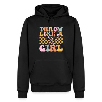Groovy Axtwerfendes Mädchen - Männer Premium Bio Hoodie - Schwarz - Vorne - Nico (187cm)