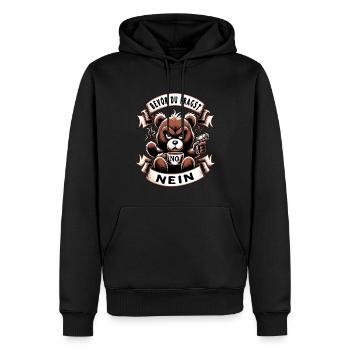 Bevor Du Fragst Nein Teddybär Kaffee Müde - Männer Premium Bio Hoodie - Schwarz - Vorne - Nico (187cm)