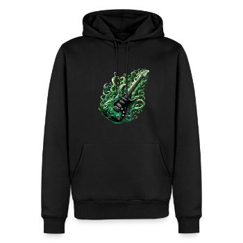Guitare électrique heavy metal avec des flammes - Sweat à capuche Premium bio Homme - noir - Devant - Nico (187cm)