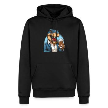 Amateur de bière T Rex - Sweat à capuche Premium bio Homme - noir - Devant - Nico (187cm)