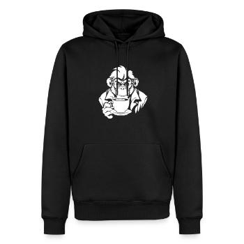 Café de singe - Sweat à capuche Premium bio Homme - noir - Devant - Nico (187cm)