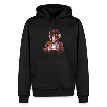 Affe Kaffee - Männer Premium Bio Hoodie - Schwarz - Vorne - Nico (187cm)