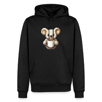 Café Koala Bear - Sweat à capuche Premium bio Homme - noir - Devant - Nico (187cm)