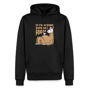 Lama Llama Lustig If Im Moody Give Me Foody - Männer Premium Bio Hoodie - Schwarz - Vorne - Nico (187cm)