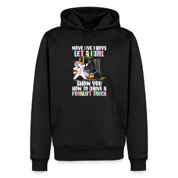 Forklift Driver Girl - Men’s Premium Organic Hoodie - black - Front - Nico (187cm)