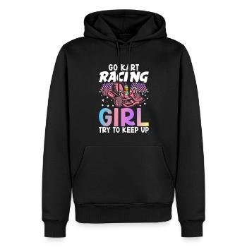 Weibliche Go Kart-Rennfahrerin Go Karting Girl - Männer Premium Bio Hoodie - Schwarz - Vorne - Nico (187cm)