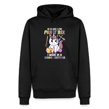 Funny Lunch Lady Cafeteria Crew - Sweat à capuche Premium bio Homme - noir - Devant - Nico (187cm)