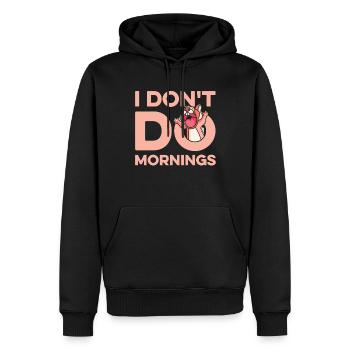 Écureuil Drôle Je ne fais pas les matins - Sweat à capuche Premium bio Homme - noir - Devant - Nico (187cm)
