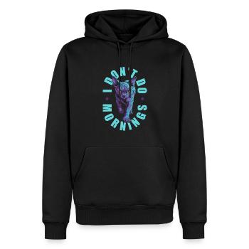 Sphynx Cat Drôle Je Ne Fais Pas De Matins - Sweat à capuche Premium bio Homme - noir - Devant - Nico (187cm)