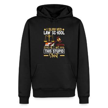 Drôle d’étudiant en droit - futur avocat - Sweat à capuche Premium bio Homme - noir - Devant - Nico (187cm)