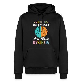 Sensibilisation à la dyslexie - Sweat à capuche Premium bio Homme - noir - Devant - Nico (187cm)