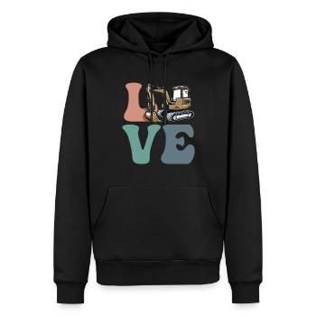 Baggerführer Schwermaschinenführer Bauwesen - Männer Premium Bio Hoodie - Schwarz - Vorne - Nico (187cm)