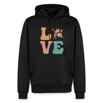 Safari des amoureux des animaux du zoo des girafes - Sweat à capuche Premium bio Homme - noir - Devant - Nico (187cm)