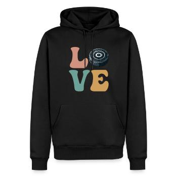 Rondelle de joueur de hockey - Sweat à capuche Premium bio Homme - noir - Devant - Nico (187cm)