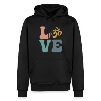 Om Symbole Méditation Bouddhisme Bouddhiste - Sweat à capuche Premium bio Homme - noir - Devant - Nico (187cm)
