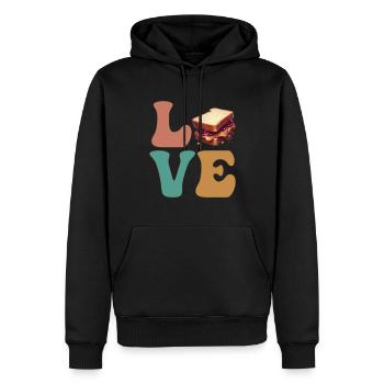 Erdnussbutter und Gelee PB & J - Männer Premium Bio Hoodie - Schwarz - Vorne - Nico (187cm)