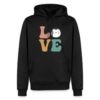 Mignon amant de pingouin - Sweat à capuche Premium bio Homme - noir - Devant - Nico (187cm)