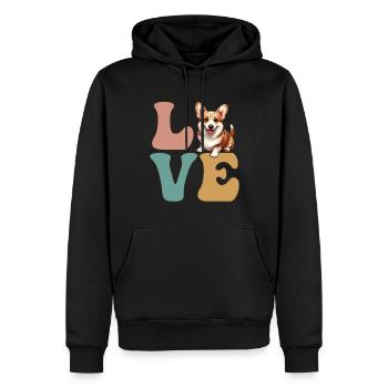 Pembroke Corgi amoureux des chiens - Sweat à capuche Premium bio Homme - noir - Devant - Nico (187cm)