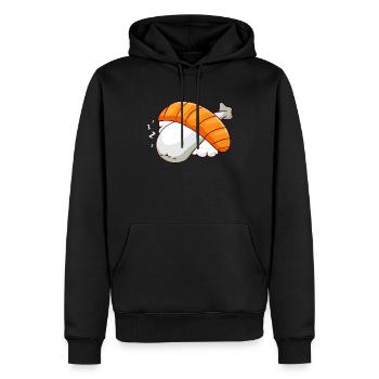Sacabambaspis Fish Meme Japanese Sleeping Sush - Men’s Premium Organic Hoodie - black - Front - Nico (187cm)