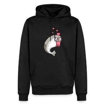 Sacabambaspis Fish Meme Boba Bubble Milk Tea - Men’s Premium Organic Hoodie - black - Front - Nico (187cm)