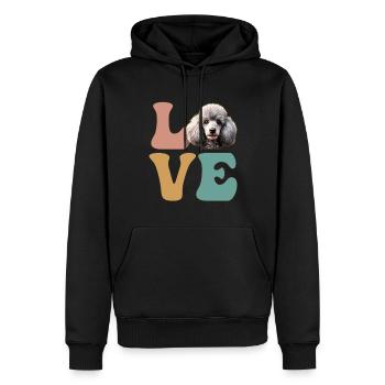 Caniche Amoureux des chiens - Sweat à capuche Premium bio Homme - noir - Devant - Nico (187cm)