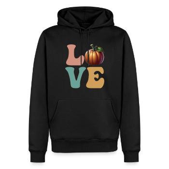 Citrouille Jack O lanterne Thanksgiving Halloween - Sweat à capuche Premium bio Homme - noir - Devant - Nico (187cm)