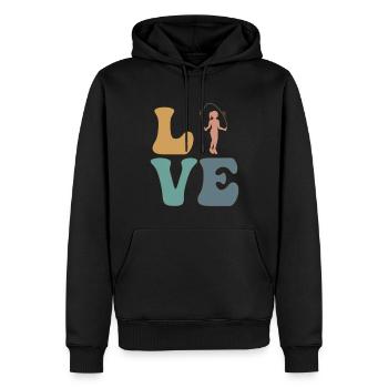 Saut à la corde Seilspringen Fitness - Sweat à capuche Premium bio Homme - noir - Devant - Nico (187cm)