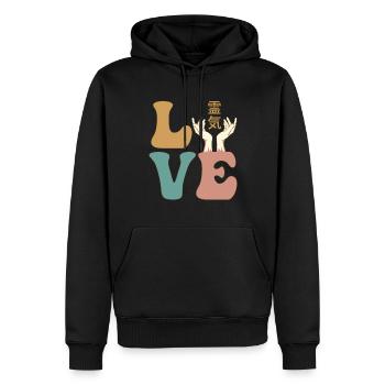 Reiki 霊気 Guérison guérisseuse - Sweat à capuche Premium bio Homme - noir - Devant - Nico (187cm)