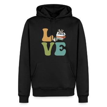 Lecteurs Rat de bibliothèque Rat de bibliothèque Rat de bibliothèque - Sweat à capuche Premium bio Homme - noir - Devant - Nico (187cm)