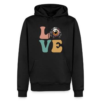 Weirdcore Robot Cyborg Cyber Eyeball Effrayant - Sweat à capuche Premium bio Homme - noir - Devant - Nico (187cm)