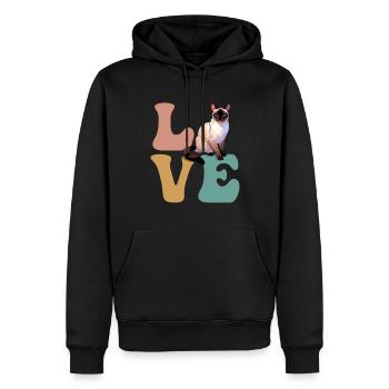 Siamkatze - Männer Premium Bio Hoodie - Schwarz - Vorne - Nico (187cm)