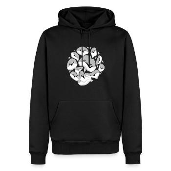 Sacabambaspis Fish Meme Face Pattern - Men’s Premium Organic Hoodie - black - Front - Nico (187cm)