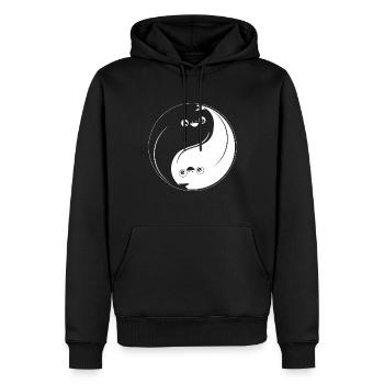 Sacabambaspis Fisch Meme Yin Yang - Männer Premium Bio Hoodie - Schwarz - Vorne - Nico (187cm)