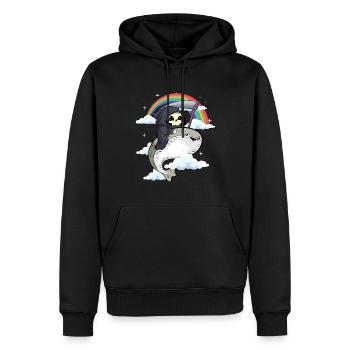 Sacabambaspi poisson Meme arc-en-ciel Grim Reaper - Sweat à capuche Premium bio Homme - noir - Devant - Nico (187cm)