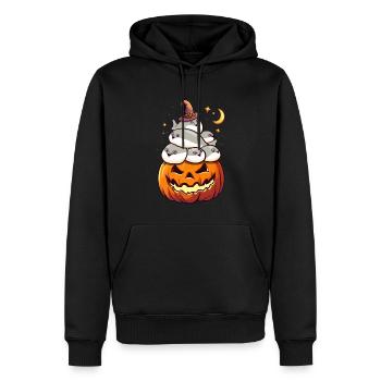 Sacabambaspis Pile Fish Meme Pumpkin Halloween - Men’s Premium Organic Hoodie - black - Front - Nico (187cm)